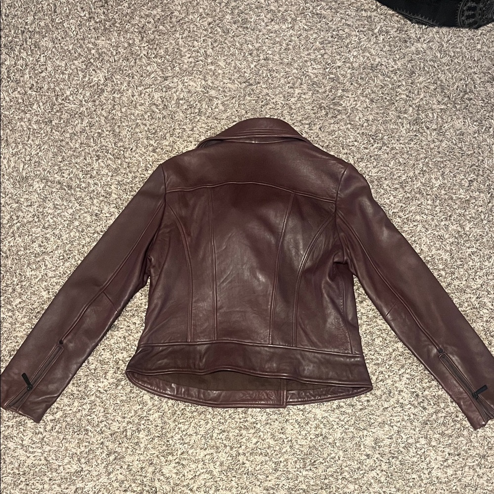 Michael Kors Deep Red Leather Jacket - Picture 4 of 4